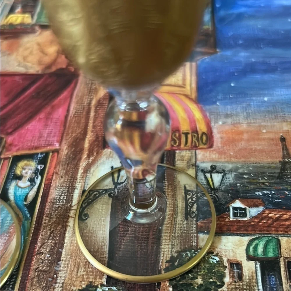 Glastonbury Georgian Gold Encrusted trio of Cordial stems Vintage depression era